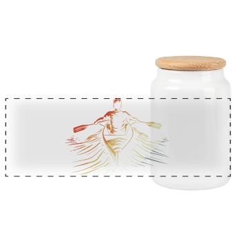 90s Rowing Drawing - Panoramic Cookie Jar with Wooden Lid - white - Front