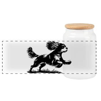 Cavalier King Charles Spaniel - Boîte à biscuits avec couvercle en bois - blanc - Devant
