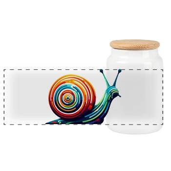 Schnecke - Panorama Keksdose mit Holzdeckel - Weiß - Vorne
