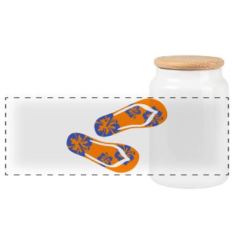 Slippers Hawaii Flip Flops Holiday Summer Flower Fun - Panoramic Cookie Jar with Wooden Lid - white - Front