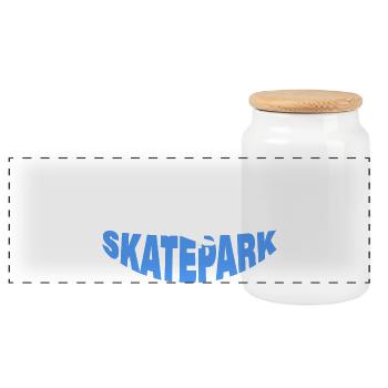 SKATEPARK - Panorama Keksdose mit Holzdeckel - Weiß - Vorne