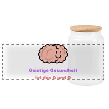 La santé mentale est l’alpha et l’oméga - Boîte à biscuits avec couvercle en bois - blanc - Devant