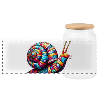 Schnecke - Panorama Keksdose mit Holzdeckel - Weiß - Vorne