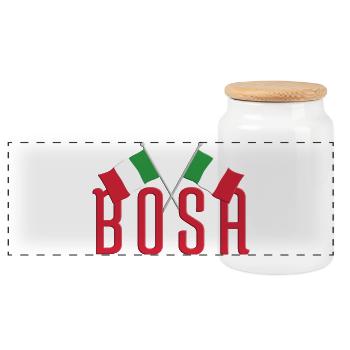 BOSA Italien Flaggen Design - Panorama Keksdose mit Holzdeckel - Weiß - Vorne