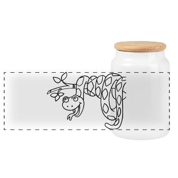 Ausmalbild Schlange Kawaii Handillustriert - Panorama Keksdose mit Holzdeckel - Weiß - Vorne