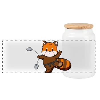 Panda mignon fait du Kung Fu - Boîte à biscuits avec couvercle en bois - blanc - Devant