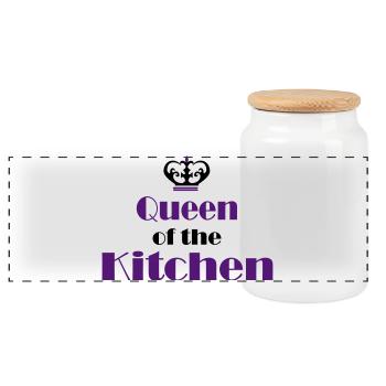 Women's Cooking Apron - Panoramic Cookie Jar with Wooden Lid - white - Front