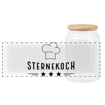 Cadeaux amusants pour le chef étoilé - Boîte à biscuits avec couvercle en bois - blanc - Devant