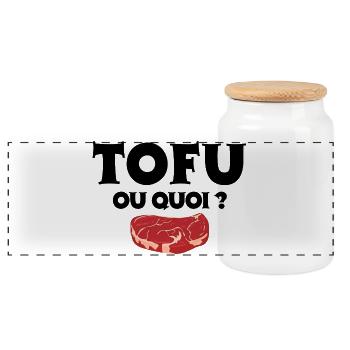 vegetarian, vegan, tofu - Panoramic Cookie Jar with Wooden Lid - white - Front