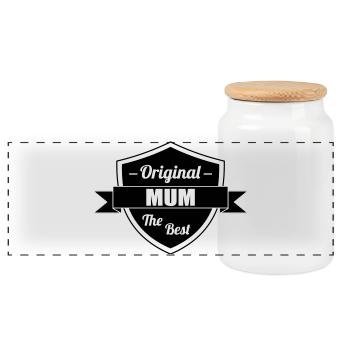 Meilleure Maman - Fête des Mères - Boîte à biscuits avec couvercle en bois - blanc - Devant