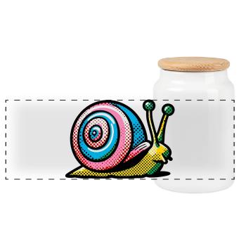 Snail - Panoramic Cookie Jar with Wooden Lid - white - Front