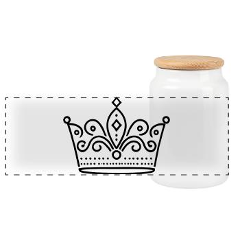Couronne Reine/Roi personnalisable - Boîte à biscuits avec couvercle en bois - blanc - Devant