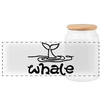 Le signe de la baleine - Boîte à biscuits avec couvercle en bois - blanc - Devant