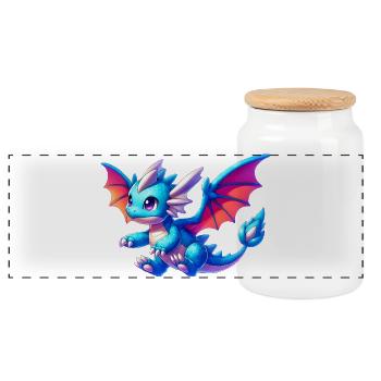 Dragon - Panoramic Cookie Jar with Wooden Lid - white - Front