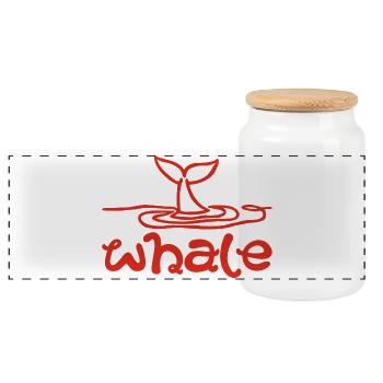 Le signe de la baleine (rouge) - Boîte à biscuits avec couvercle en bois - blanc - Devant
