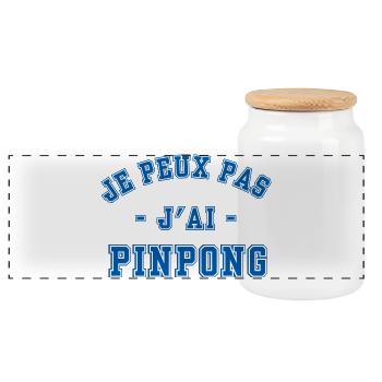 I can't I have pinpong - Panoramic Cookie Jar with Wooden Lid - white - Front