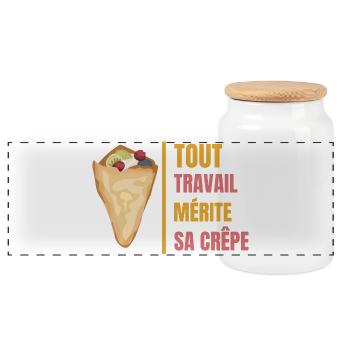 Every job deserves its crepe Pun with crepe - Panoramic Cookie Jar with Wooden Lid - white - Front