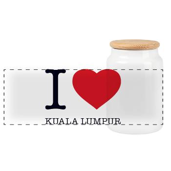 I LOVE KUALA LUMPUR - Panoramic Cookie Jar with Wooden Lid - white - Front