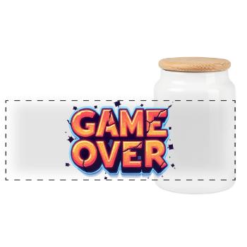 Game Over - Panorama Keksdose mit Holzdeckel - Weiß - Vorne