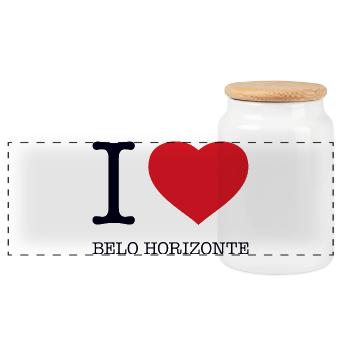 I LOVE BELO HORIZONTE - Panoramic Cookie Jar with Wooden Lid - white - Front