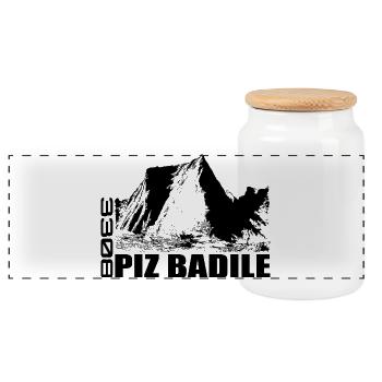 Piz Badile, Montagne, Montagnes, Suisse, Bregaglia, Alpes - Boîte à biscuits avec couvercle en bois - blanc - Devant