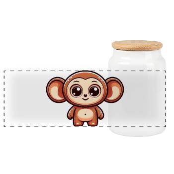 Cheburashka Russian auf Russisch Russen - Panorama Keksdose mit Holzdeckel - Weiß - Vorne