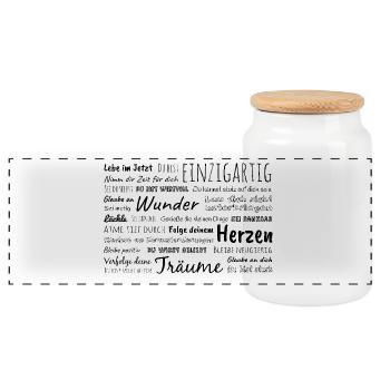 You are unique – pos. Affirmations & Sayings - Panoramic Cookie Jar with Wooden Lid - white - Front