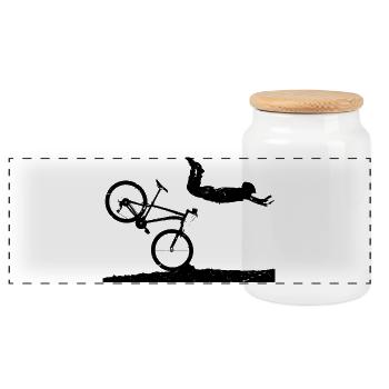 Géométrie minimale du cercle monochrome - Boîte à biscuits avec couvercle en bois - blanc - Devant