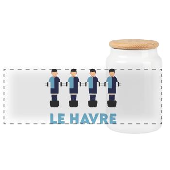 Le Havre - Panoramic Cookie Jar with Wooden Lid - white - Front