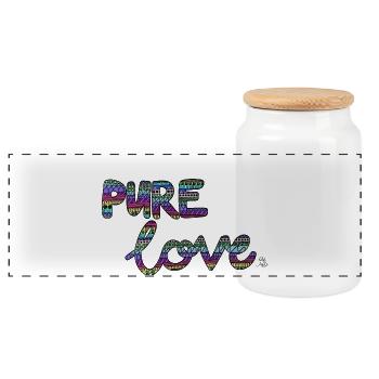 Pure love - Panorama Keksdose mit Holzdeckel - Weiß - Vorne