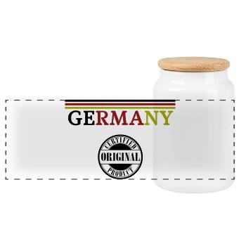 German Pride, Flagge von Deutschland - Panorama Keksdose mit Holzdeckel - Weiß - Vorne