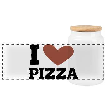 J’adore la pizza - Boîte à biscuits avec couvercle en bois - blanc - Devant