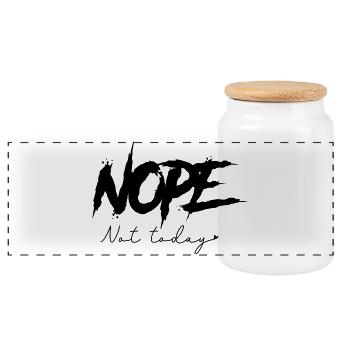 Nope - Not Today - Panoramic Cookie Jar with Wooden Lid - white - Front