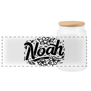 Le Noé aux fleurs - Boîte à biscuits avec couvercle en bois - blanc - Devant