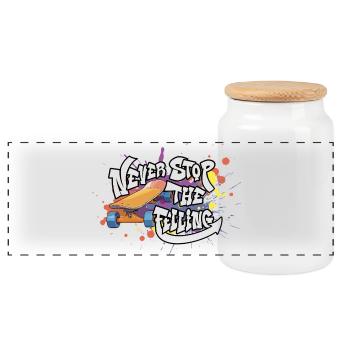Skateboard Graffiti Motivation Design - Panorama Keksdose mit Holzdeckel - Weiß - Vorne