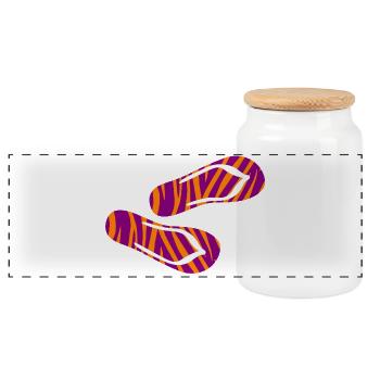 Zebra Safari Pattern Flip Flops Slippers Holiday Fun - Panoramic Cookie Jar with Wooden Lid - white - Front