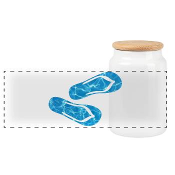 Latschen Pool Flip Flops Camping Wasser Urlaub Fun - Panorama Keksdose mit Holzdeckel - Weiß - Vorne