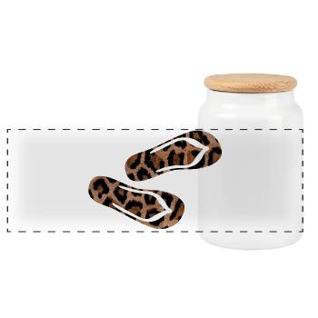 Latschen Leolook Flip Flops Mode Jaguar Tierprint - Panorama Keksdose mit Holzdeckel - Weiß - Vorne