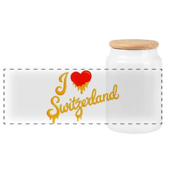 I love Switzerland - Panorama Keksdose mit Holzdeckel - Weiß - Vorne