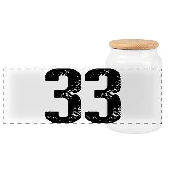 33 Number Leotard - Panoramic Cookie Jar with Wooden Lid - white - Front