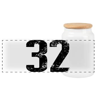 32 Number Leotard - Panoramic Cookie Jar with Wooden Lid - white - Front
