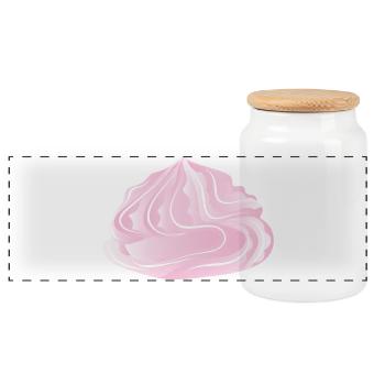 Illustration of a pink cream topping - Panoramic Cookie Jar with Wooden Lid - white - Front
