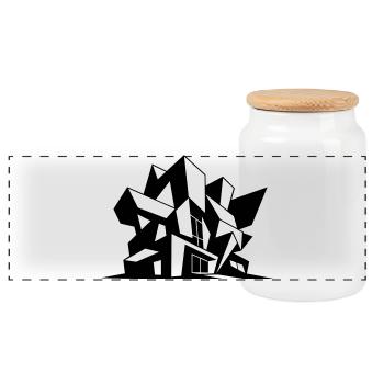 Brutalisme Architecture - Boîte à biscuits avec couvercle en bois - blanc - Devant