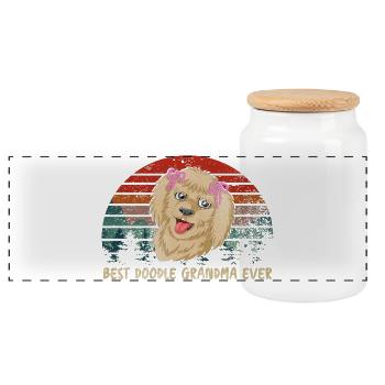 Beste Doodle-Oma aller Zeiten mit rosa Schleifen - Panorama Keksdose mit Holzdeckel - Weiß - Vorne