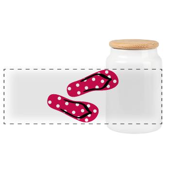 Latschen Fliegenpilz Flip Flops Punkte Dots Sommer - Panorama Keksdose mit Holzdeckel - Weiß - Vorne