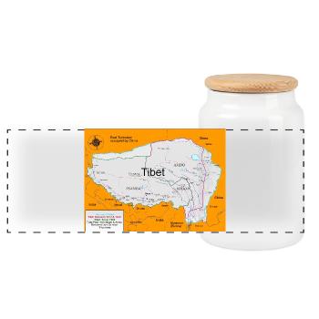 Historische Karte von Tibet 1914 - 1950 - Panorama Keksdose mit Holzdeckel - Weiß - Vorne