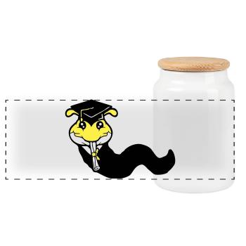 L’obtention du diplôme d’études secondaires Caterpillar a été approuvée par l’université - Boîte à biscuits avec couvercle en bois - blanc - Devant