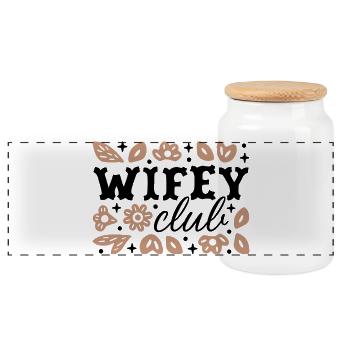 Ehefrau Club Ehefrau Brautdusche Land Blumen Boho - Panorama Keksdose mit Holzdeckel - Weiß - Vorne