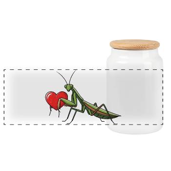 Gottesanbetering Praying Mantis Herz - Panorama Keksdose mit Holzdeckel - Weiß - Vorne