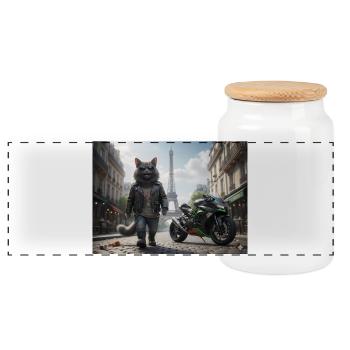 LC banana shirt's colections - Panoramic Cookie Jar with Wooden Lid - white - Front